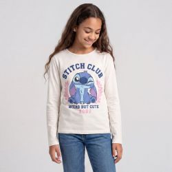 Tee shirt ml lilo et stitch blanc hy10153 Enfant DISNEY