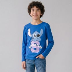 Tee shirt ml lilo et stitch bleu hy10152 Enfant DISNEY