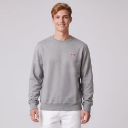 Sweat à col rond coton vert logo brodé Homme LEVI'S