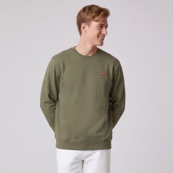 Sweat à col rond coton vert logo brodé Homme LEVI'S