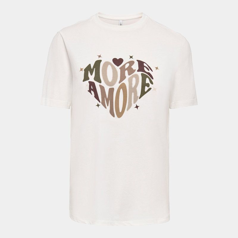 T-shirt onlhenny cloud dancer more amore 15327666 4601 Femme ONLY