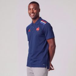 Polo supporter rugby france avec coq brodé Homme ADIDAS