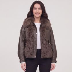Blouson simili cuir a fourrure wz-02 Femme HERITAGE COUTURE