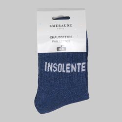 Chaussette bleu nuit insolente a paillette em-ch-xgs2616 Femme EMERAUDE
