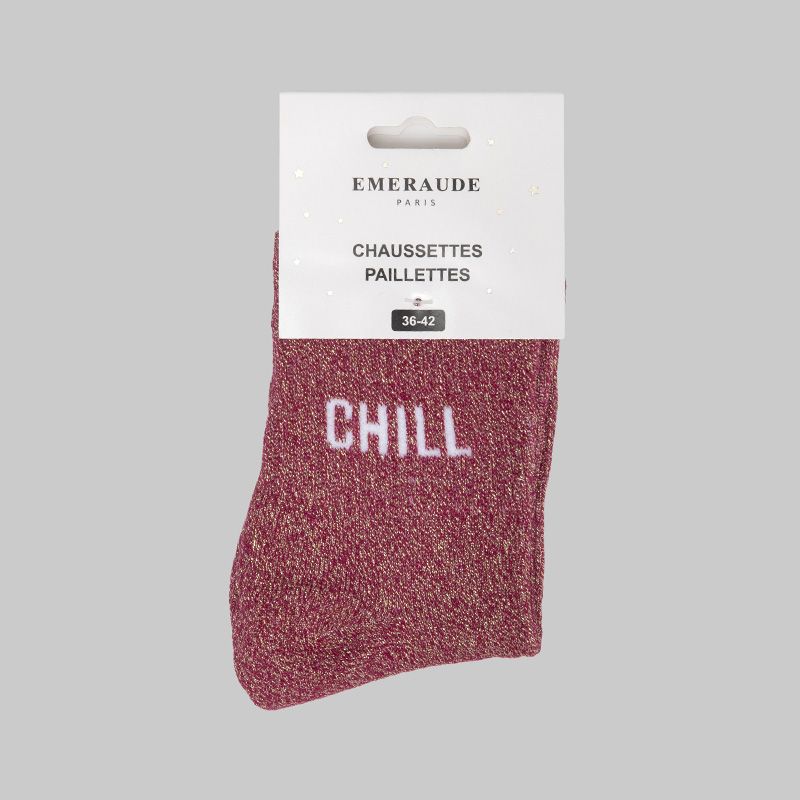 Chaussette prune chill a paillette em-ch-xgs2640 Femme EMERAUDE