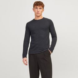 Pull jwhhill knit dark grey melange 12243968 4573 Homme JACK & JONES