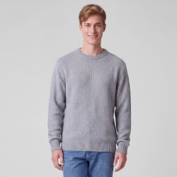 Pull col rond maille texturee noir pnm-1018-ds Homme PANAME BROTHERS