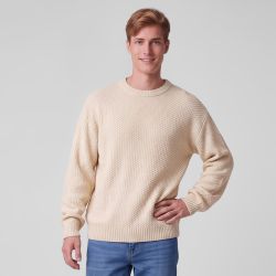 Pull col rond maille texturee noir pnm-1018-ds Homme PANAME BROTHERS