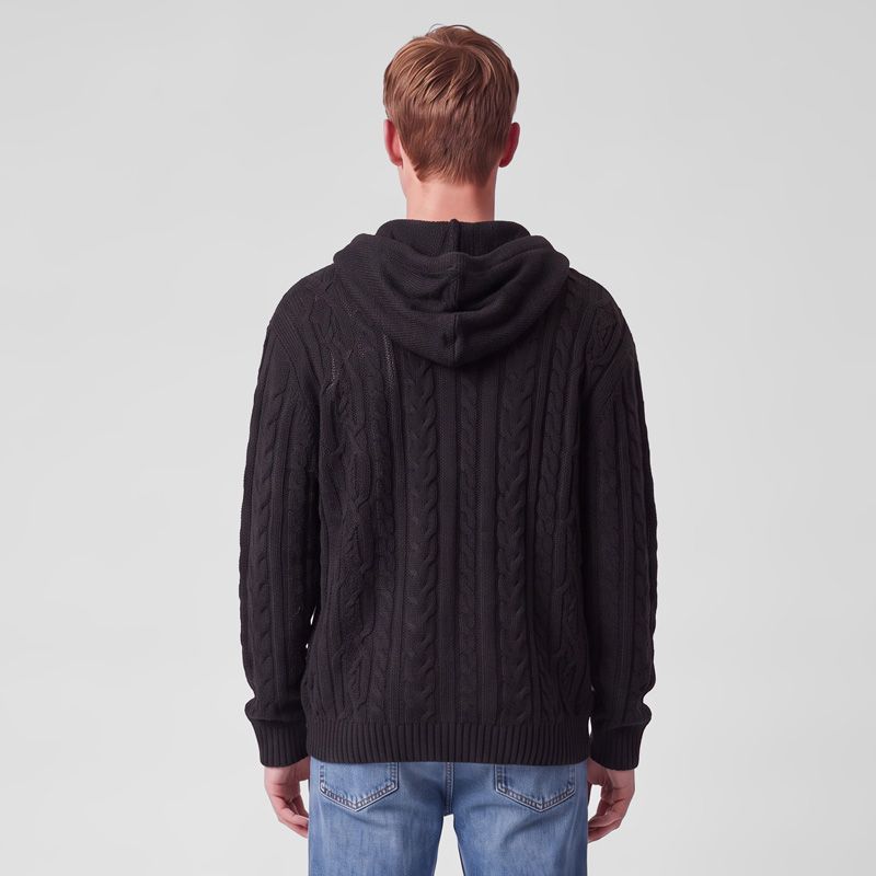 Pull a capuche torsade noir pnm-1021-ds Homme PANAME BROTHERS