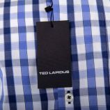 Chemise bleue à carreaux manches longues homme TED LAPIDUS marque pas cher prix dégriffés destockage