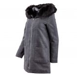 Manteau gris à capuche col fourrure femme Best Mountain marque pas cher prix dégriffés destockage