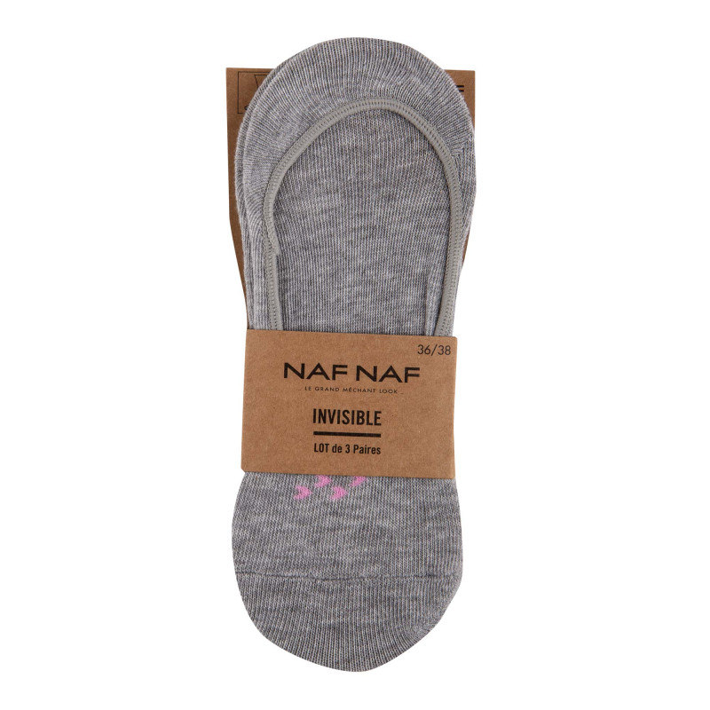 Lot de 3 paires de chaussettes invisibles Damaris Femme NAF NAF marque pas cher prix dégriffés destockage