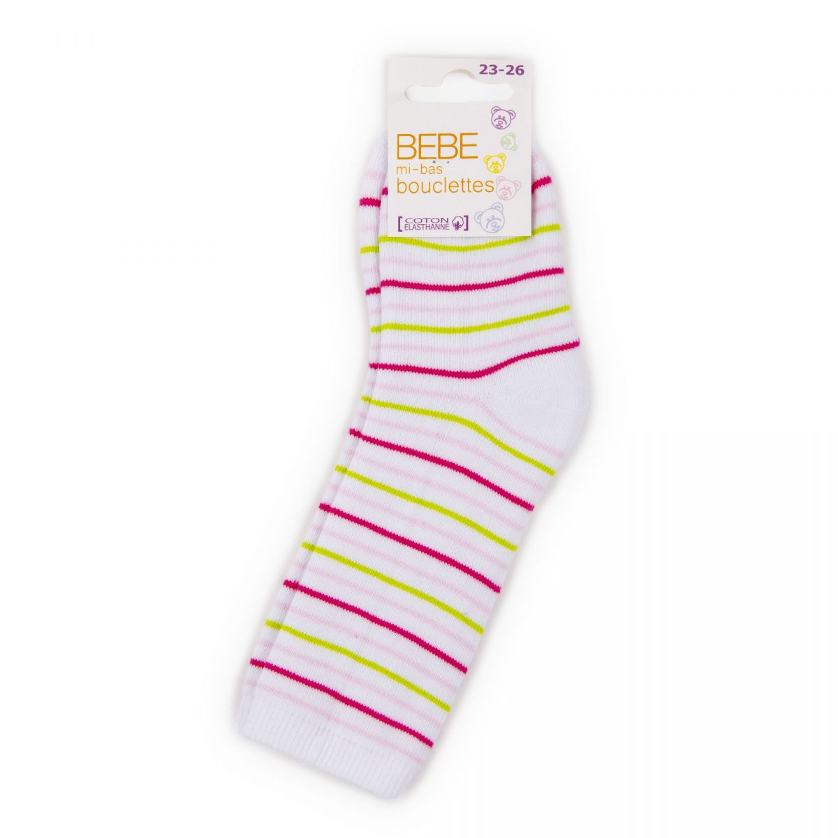 Chaussettes Hautes Bouclettes Rayees Coton Elasthanne Bebe Azertex