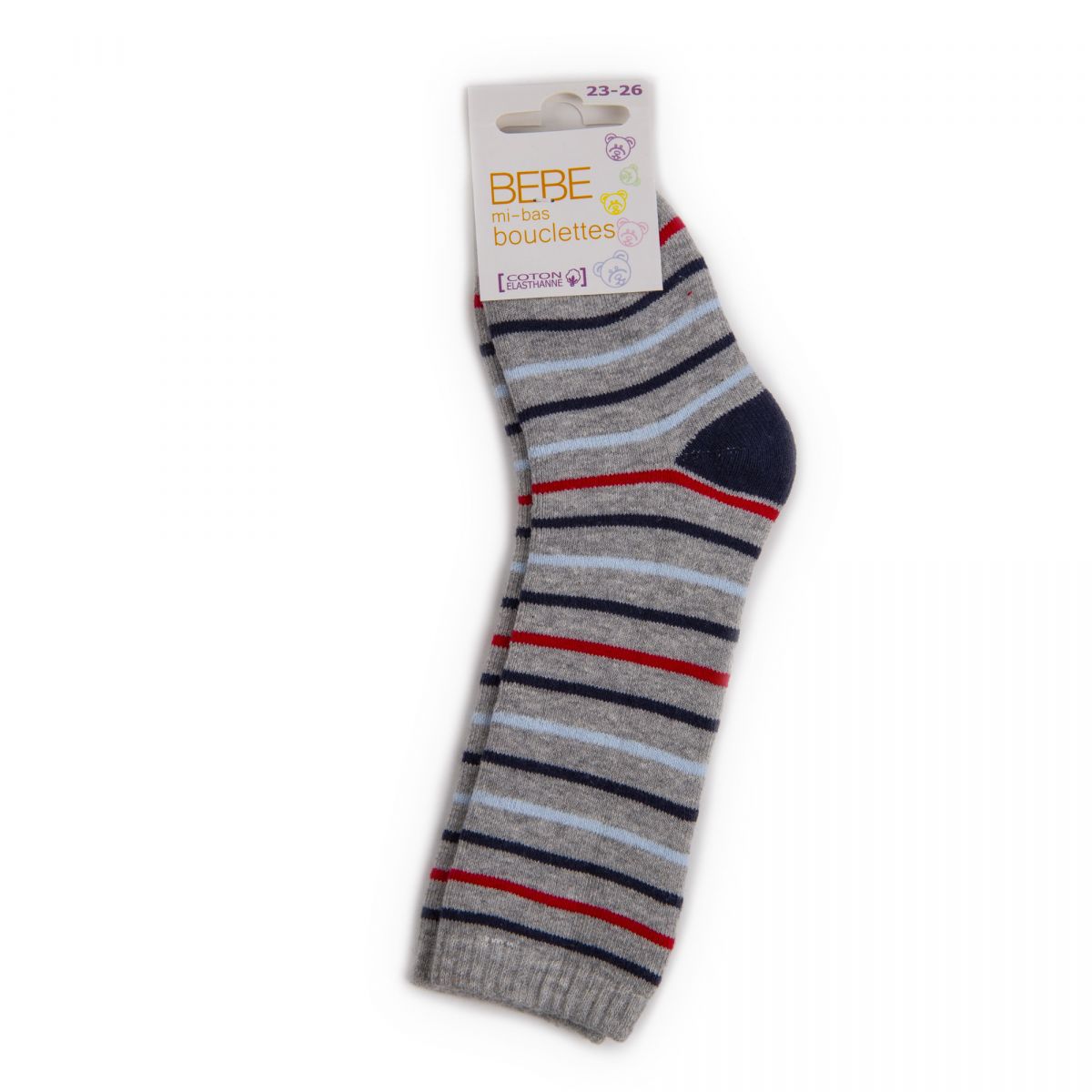 Chaussettes Hautes Bouclettes Grises Coton Elasthanne Bebe Azertex