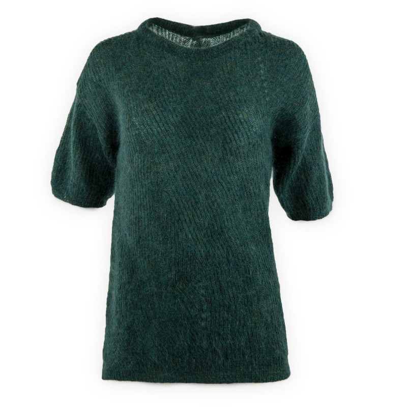 Pull maille côtelée manches courtes femme Sioux AMERICAN VINTAGE marque pas cher prix dégriffés destockage