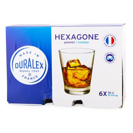 Lot de 6 verres 30cl hexagone Mixte DURALEX marque pas cher prix dégriffés destockage